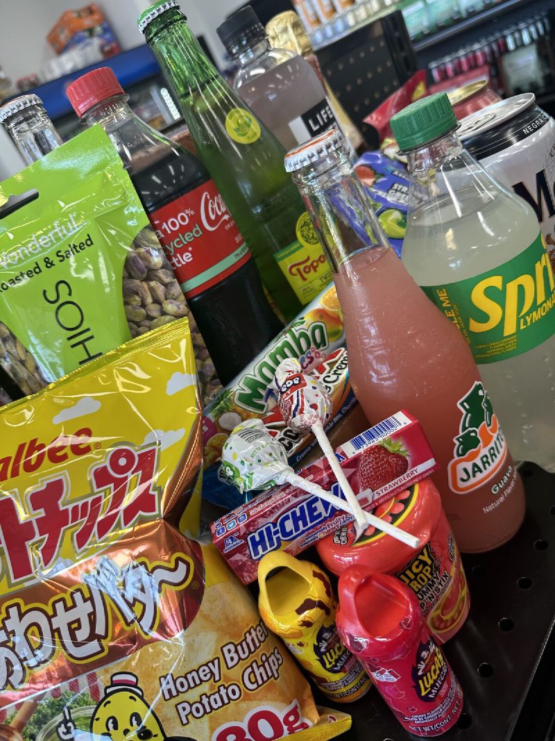 Imported candy and soda aisle at Fifty's Market & Liquor in Hayward